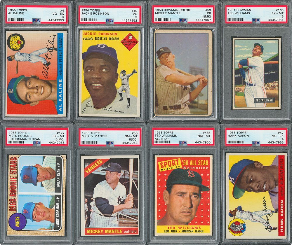 Lot #8058  1953-1969 PSA Graded Major Hall of Famer Collection (16) with Two Mickey Mantle Cards