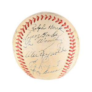 Lot #8267  New York Yankees 1952 World Series Champions Team Signed Baseball with 25 signatures - Image 2