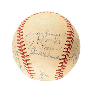 Lot #8267  New York Yankees 1952 World Series Champions Team Signed Baseball with 25 signatures - Image 4