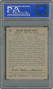 Lot #8027  1939 Play Ball #30 Bill Dickey PSA NM 7 - Image 2