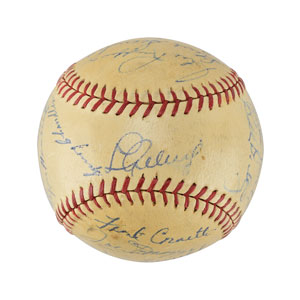 Lot #8263  New York Yankees 1938 World Series Champions Team Signed Baseball with Gehrig and DiMaggio - Image 1
