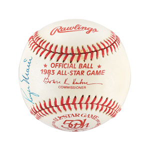 Lot #8252 Mickey Mantle and Roger Maris Dual Signed 1983 All Star Baseball - Image 3