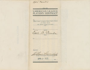 Lot #8157 Earle Combs 1935 New York Yankees Signed Player Contract (Final Season) - Image 3