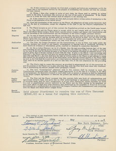 Lot #8165 Tom Sturdivant 1948 New York Yankees Signed Player Contract