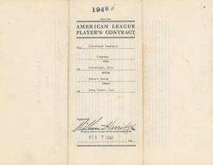 Lot #8164 Bob Lemon 1946 Cleveland Indians Signed Player Contract - Image 3