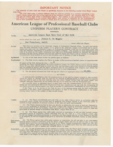 Lot #8158 Joe DiMaggio 1938 New York Yankees Signed Player Contract (Pre-Season Holdout) - Image 2