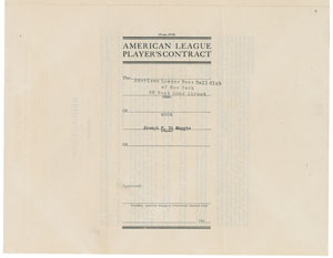 Lot #8158 Joe DiMaggio 1938 New York Yankees Signed Player Contract (Pre-Season Holdout) - Image 4