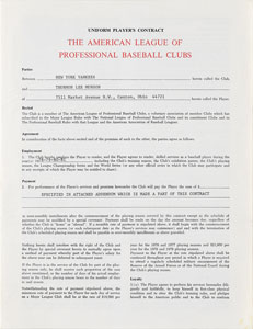 Lot #8192 Thurman Munson 1978-81 New York Yankees Signed Player Contract (Last Contract)