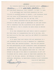 Lot #8188 Thurman Munson 1973 American Airlines Golf Tournament Signed Contract