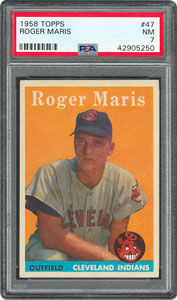 Lot #8078  1958 Topps #47 Roger Maris Rookie Card - PSA NM 7