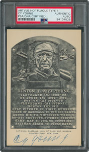 Lot #8306 Cy Young Signed HOF Card - PSA/DNA