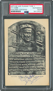 Lot #8219 Ty Cobb Signed HOF Card - PSA/DNA - Image 1