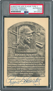 Lot #8241 Rogers Hornsby Signed HOF Card - PSA/DNA