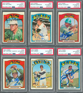 Lot #8124  1972 Topps Collection of Signed Cards with Six PSA/DNA Graded and Encapsulated