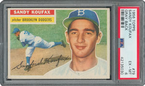 Lot #8070  1956 Topps HOFer Pair with Koufax and Clemente - both PSA EX-MT 6 - Image 2