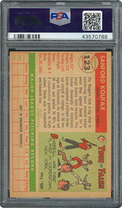Lot #8063  1955 Topps #123 Sandy Koufax Rookie Card - PSA VG-EX 4 - Image 2