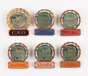 Lot #8381  Rome 1960 Summer Olympics Group of (6) Badges
