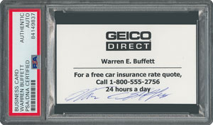 Lot #8409 Warren Buffett Signed Business Card