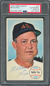 Lot #8095  1964 Topps Giants #13 Nellie Fox Autographed Card - PSA/DNA MINT 9