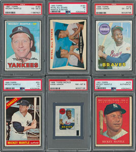 Lot #8085  1960s Mickey Mantle and Hank Aaron PSA Graded Collection (6)