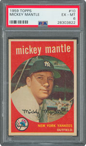Lot #8076  1959 Topps #10 Mickey Mantle - PSA EX-MT 6