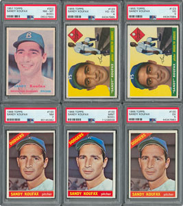 Lot #8065  1955-1966 Sandy Koufax PSA Graded Collection with Two Rookie Cards (6)