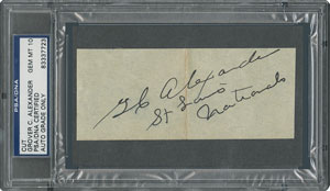 Lot #8195 Grover Cleveland Alexander Signature