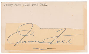 Lot #8226 Jimmie Foxx Signature - Image 1