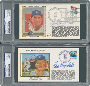 Lot #8245 Sandy Koufax and Don Drysdale Signed Covers - Image 1