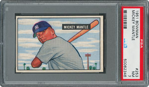 Lot #8042  1951 Bowman #253 Mickey Mantle Rookie Card - PSA NM 7