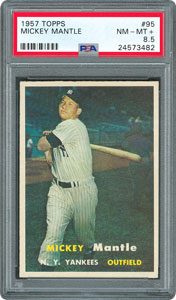 Lot #8072  1957 Topps #95 Mickey Mantle - PSA NM-MT+ 8.5