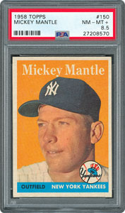 Lot #8074  1958 Topps #150 Mickey Mantle - PSA NM-MT+ 8.5