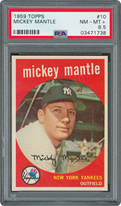 Lot #8079  1959 Topps #10 Mickey Mantle - PSA NM-MT+ 8.5