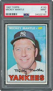 Lot #8104  1967 Topps #150 Mickey Mantle - PSA MINT 9