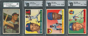Lot #8057  1953-1955 Topps and Bowman SGC and GAI Graded Hall of Famer Collection (4)