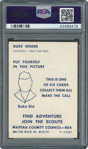 Lot #8090  1963 Nassau County Duke Snider Boy Scouts Baseball Card - PSA VG-EX 4 - Image 2
