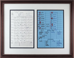 Lot #8334 Tom Glavine's Game-Used Pitching Chart Prepared by Greg Maddux - Image 2