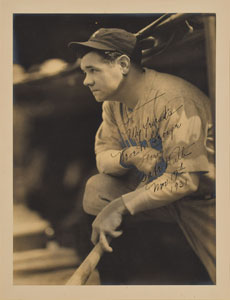 Lot #8289 Babe Ruth Signed and Inscribed George Burke Type 1 Photograph - Image 1