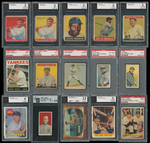 Lot #8029  Exceptional Hall of Famer Graded Baseball Cards Collection (44) with Babe Ruth (3) and Mickey Mantle (20) - LOADED!