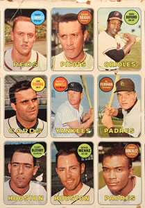 Lot #8114  1969 Topps Baseball Uncut Sheet with Two Mickey Mantle #500 Cards - Image 2