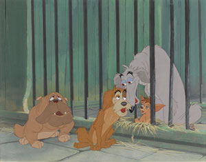 Lot #459 Toughy, Boris, Pedro, and Bull production cels from Lady and the Tramp