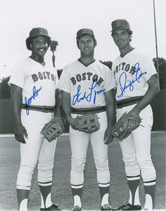 Lot #917  Boston Red Sox: Rice, Lynn, and Evans - Image 1