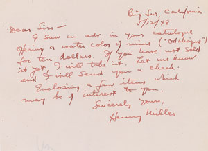 Lot #585 Henry Miller - Image 1