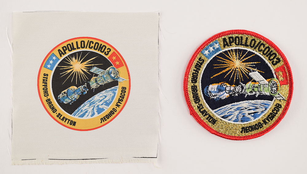 Lot #2544 Deke Slayton's Apollo-Soyuz Crew Patch and Beta Cloth Patch