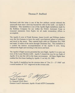 Lot #2256 Tom Stafford's Flown Apollo 8 Robbins Medallion - Image 3