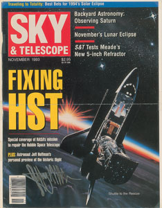 Lot #8527 Jeff Hoffman's STS-61 Flown Sky and Telescope Magazine Cover - Image 1