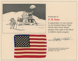 Lot #2341  Apollo 17 Lunar Orbit Flown Flag - Image 1