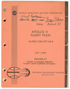 Lot #2264 Buzz Aldrin and Michael Collins Signed Apollo 11 Flight Plan - Image 1