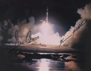 Lot #2496  Apollo 17: Cernan and Schmitt Signed Photograph - Image 1