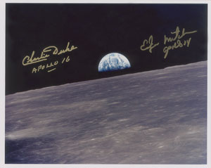 Lot #2514 Edgar Mitchell and Charlie Duke Signed Photograph - Image 1